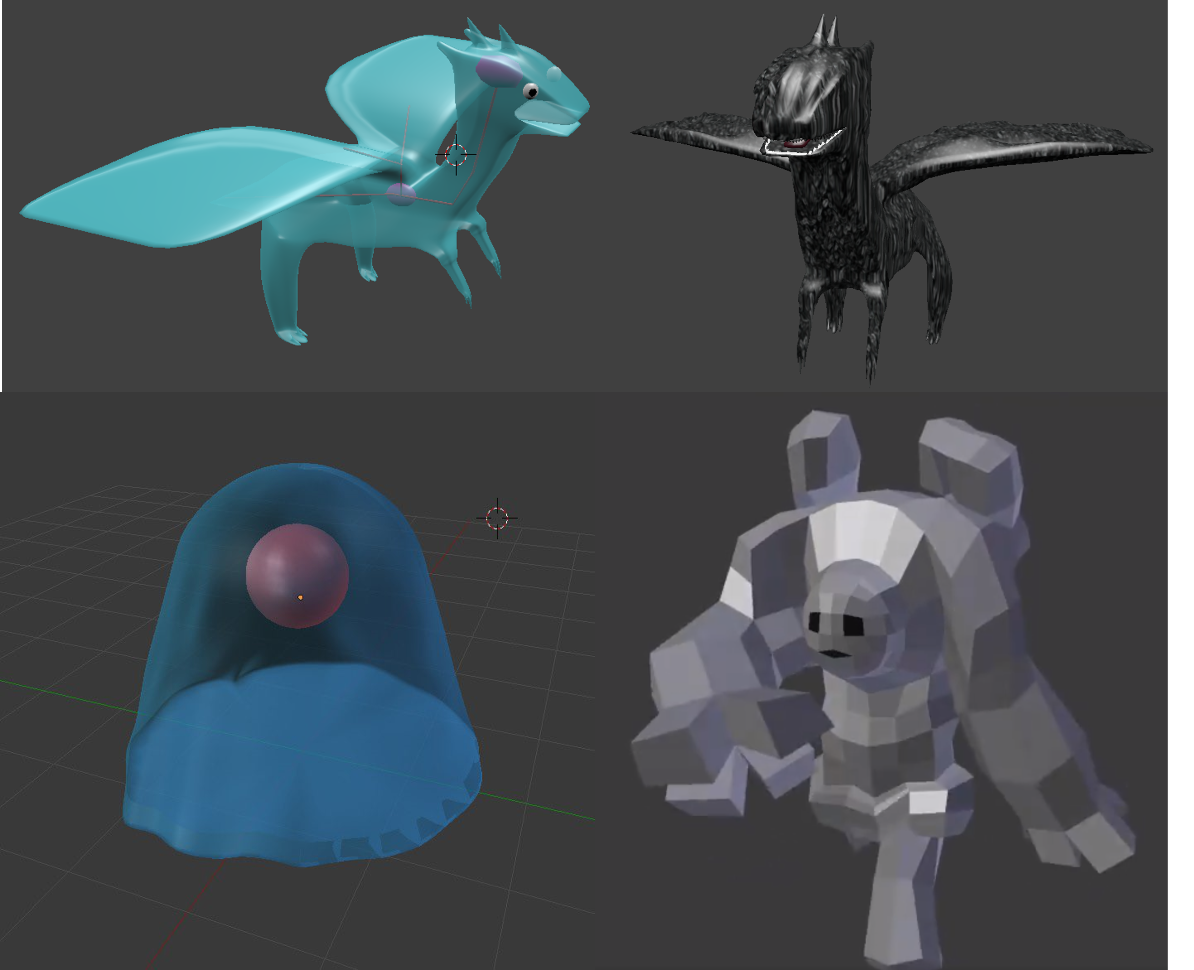 モンスター4種3Dモデル